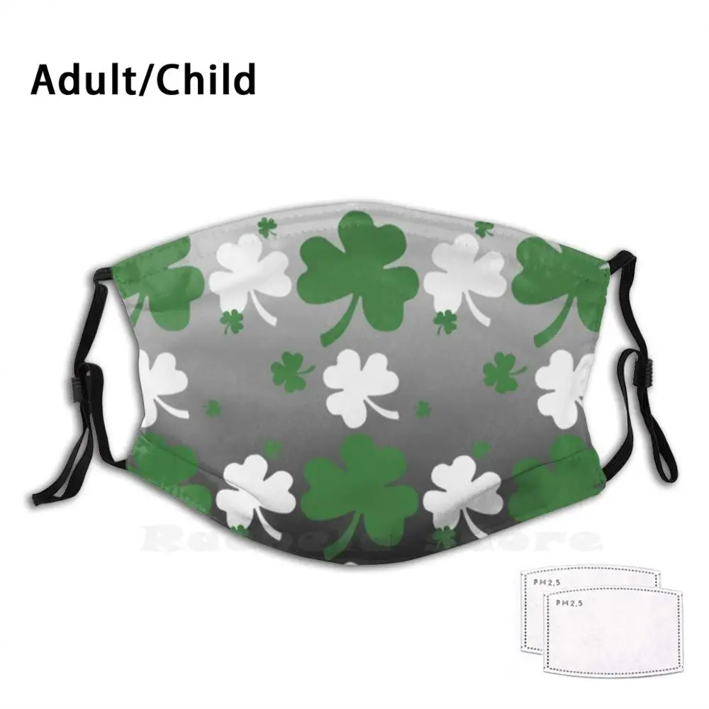 

Shamrocks, Green And White On Gradated Field Funny Print Reusable Pm2.3309 Filter Face Mask Irish Shamrock Ireland St Patricks