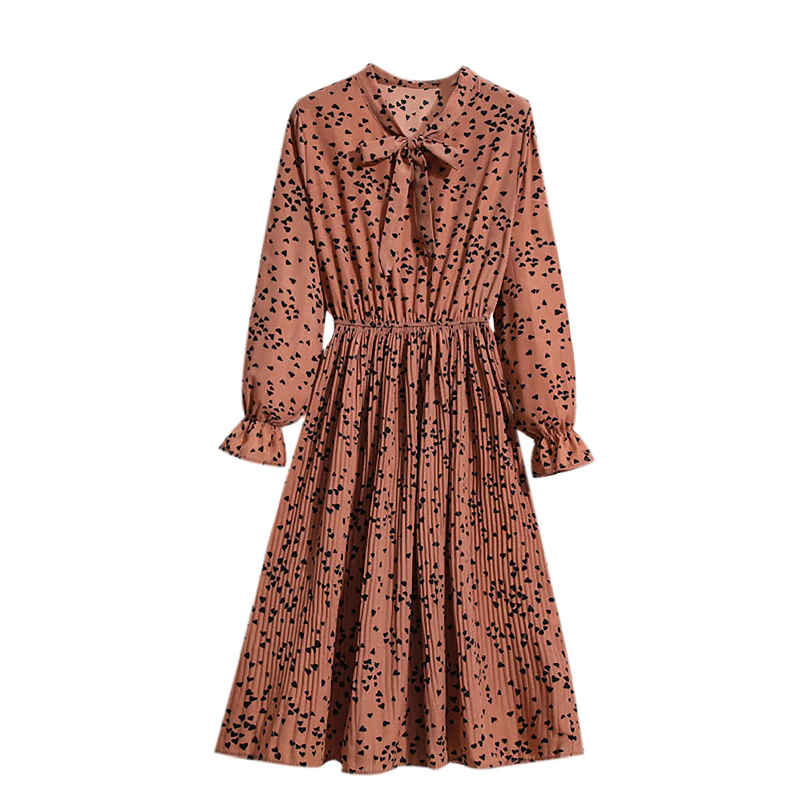 

Beautiful Fashion Spring Autumn Women Long Sleeve Dress Retro Collar Casual Slim Dresses Floral Printing Chiffon Sexy Femme Robe