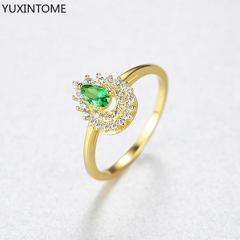 

Waterdrop Green Series Stone Women Rings Simple Minimalist Party Accessories Wedding Ring Elegant Engagement Jewelry Rings