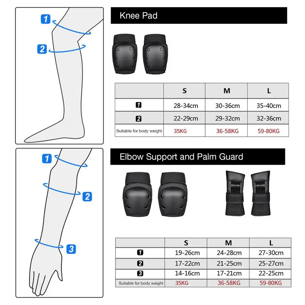 

Knee Pads Set 6 Pcs Protector Kit Knee Pads Elbow Pads Wrist Guards Set Safety Protection Pads For Skateboard Cycling Riding