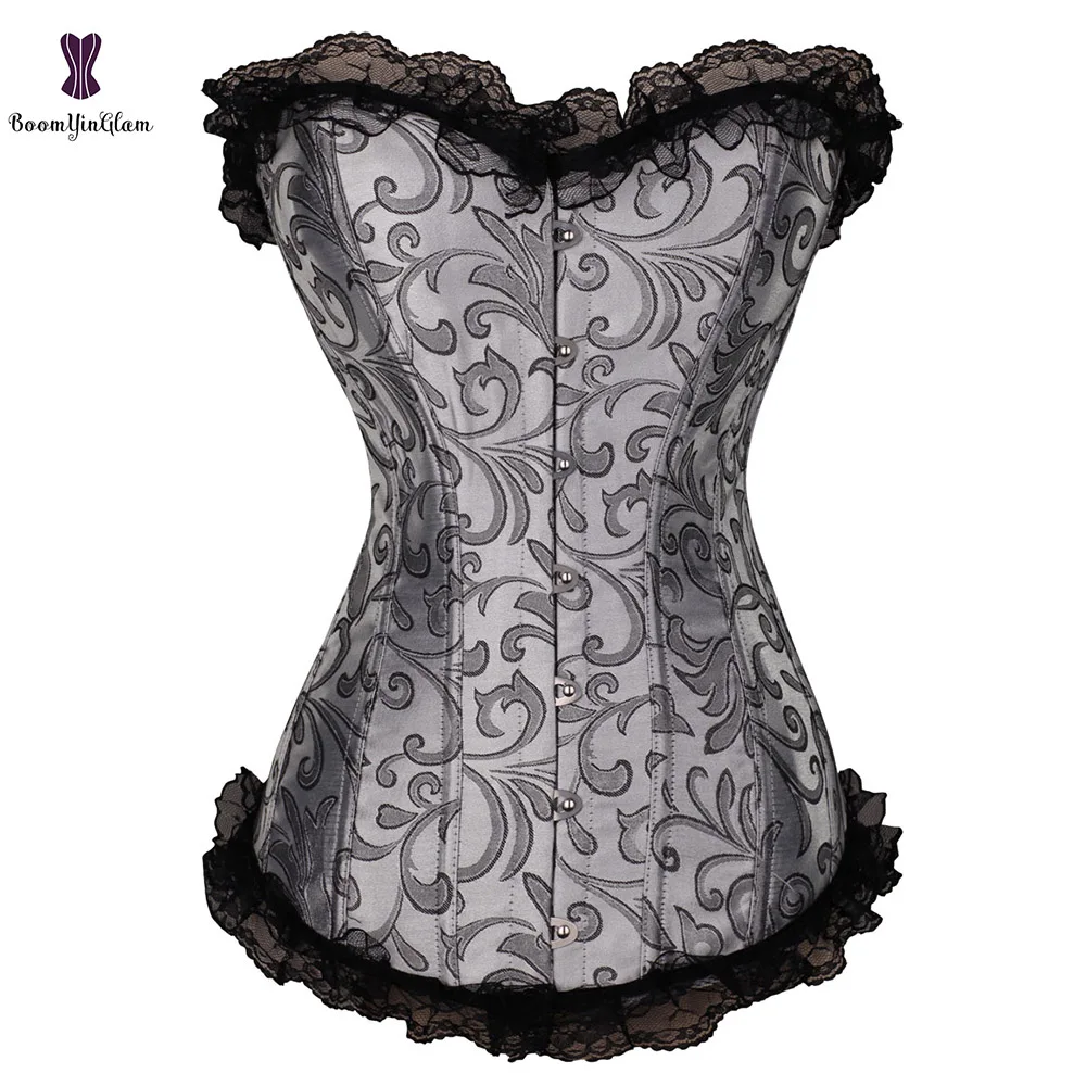 Корсет в Королевском Стиле с цветочной кружевной отделкой корсет из парчовой