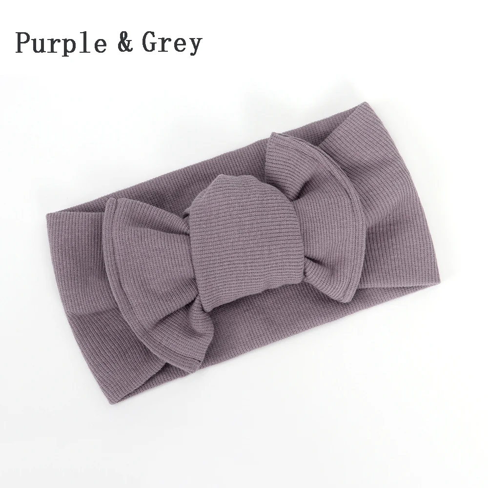 C-purple grey Малыш Девочки Малыш бант резинка эластичная повязка на голову милый 3D цветок Эластичный Тюрбан цветок повязка на голову Принцесса аксессуары для волос - Цвет: C-purple grey