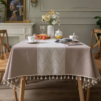 tablecloth rectangular with tassel wave design jacquard table cover for dining party christmas home decor dustproof mantel mesa