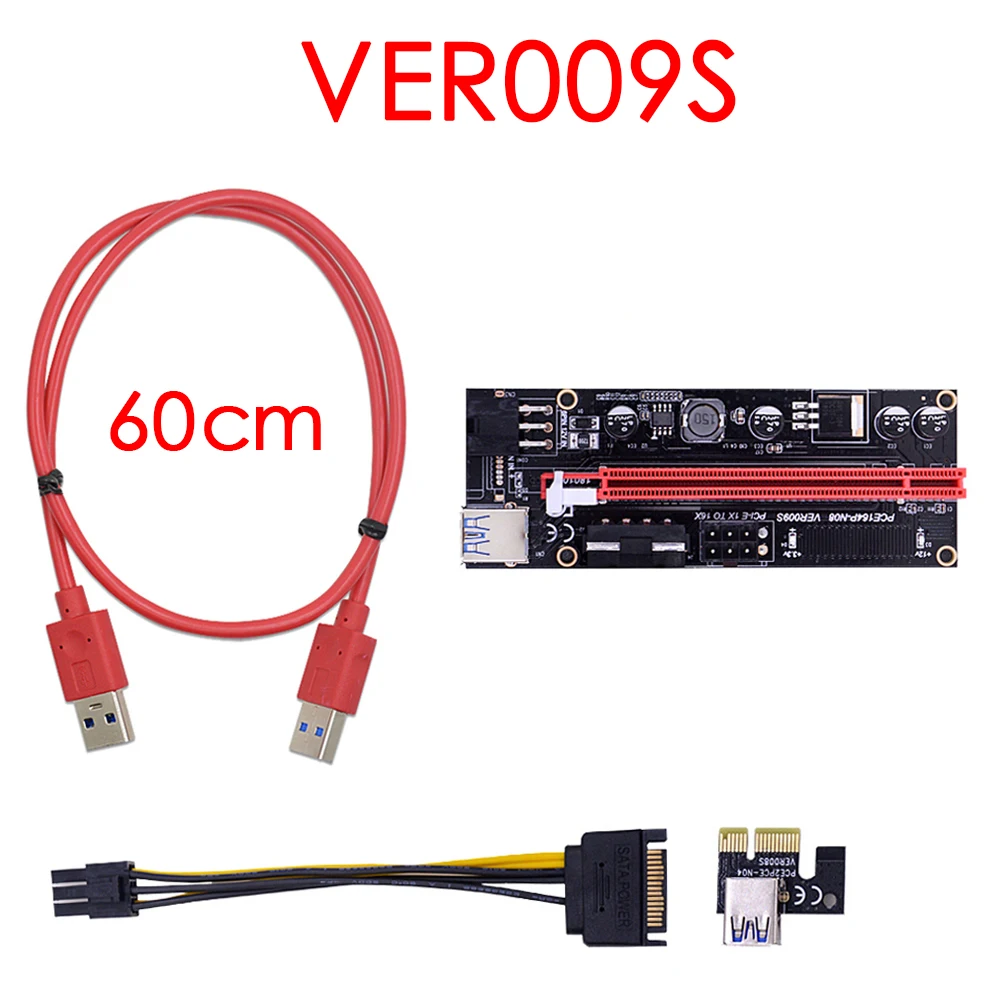 VER009 USB 3 0 PCI E VER 009S Экспресс 1X 4x 8x 16x удлинитель pcie Riser карта адаптера SATA 15pin до 6 pin