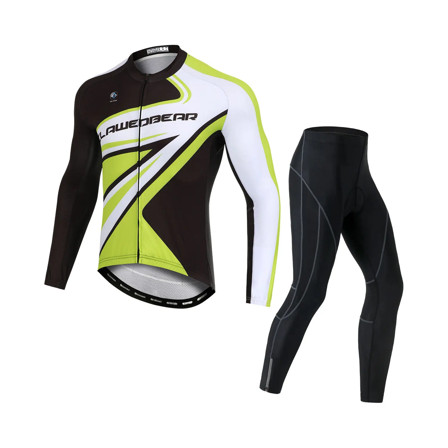 

Green fluorescent autumn and winter thickened cycling suit