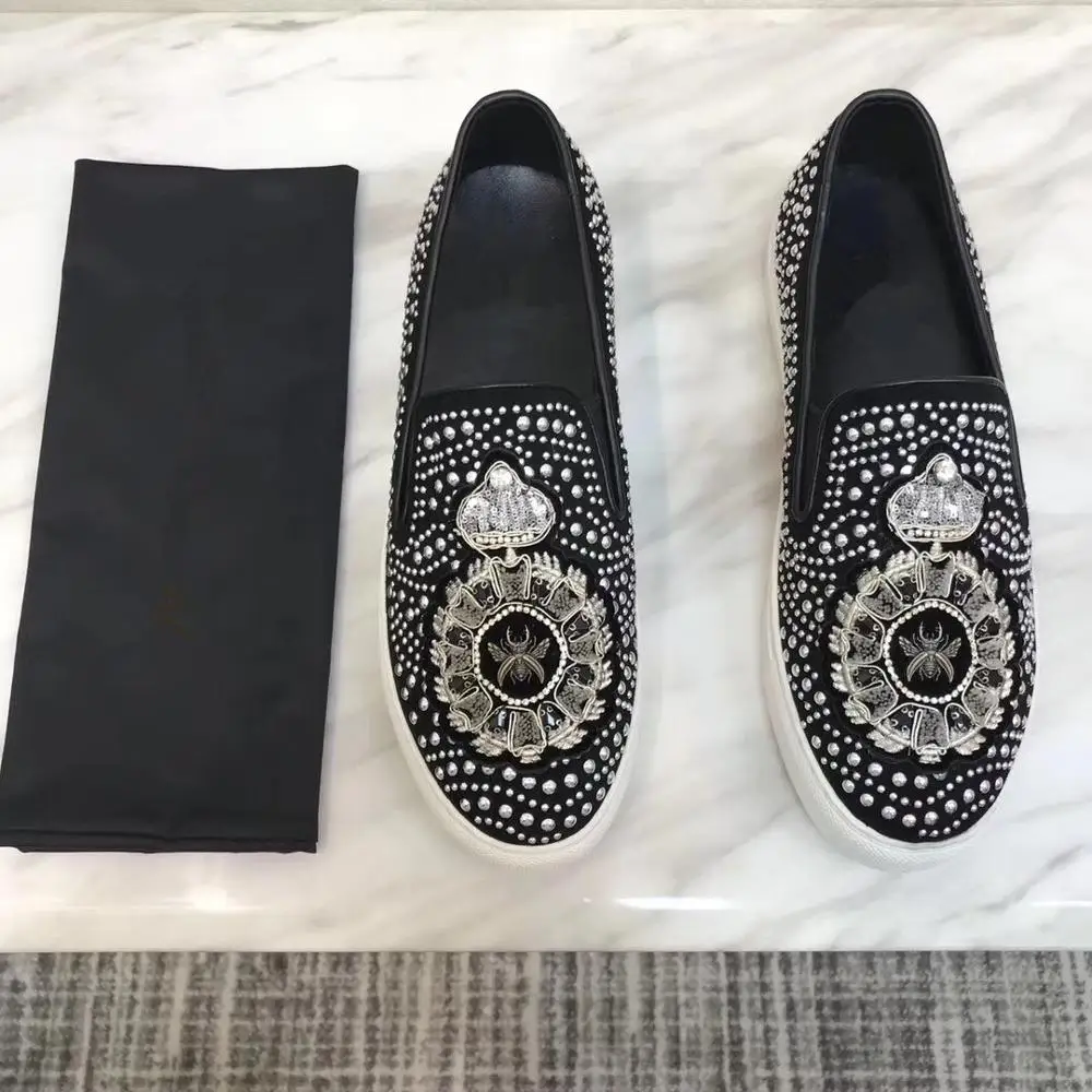 Мужские туфли ручной работы со стразами Стразы с шипами Обувь из натуральной