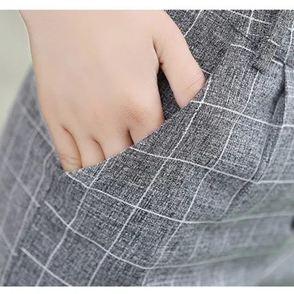 Новинка Осень 2019 модный Женский Повседневный клетчатый костюм из двух предметов