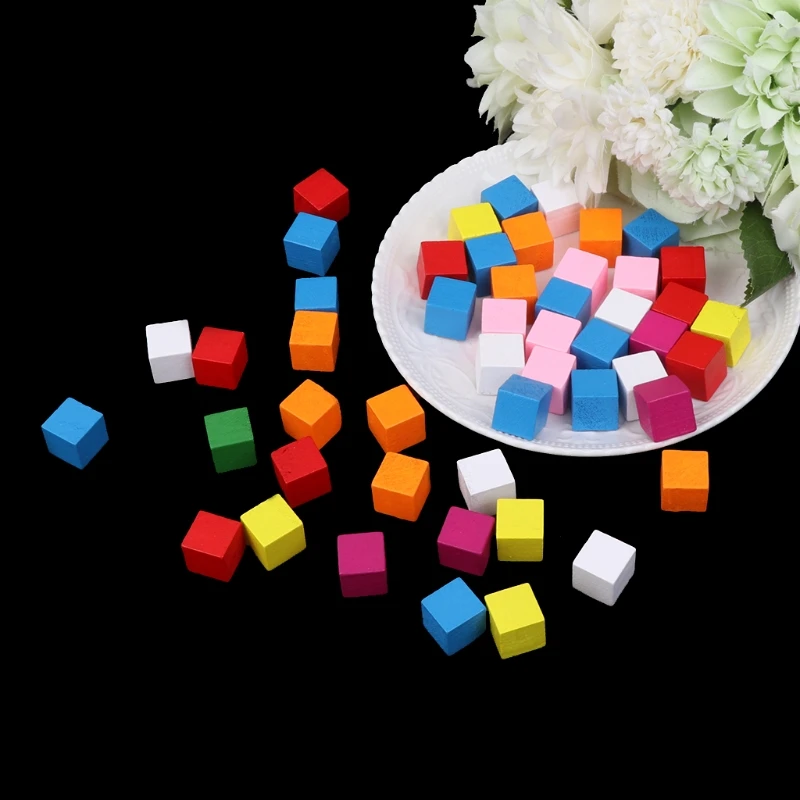 

25Pcs Colourful Wooden Cubes Square Blocks Craft Decoration Embellishments DIY