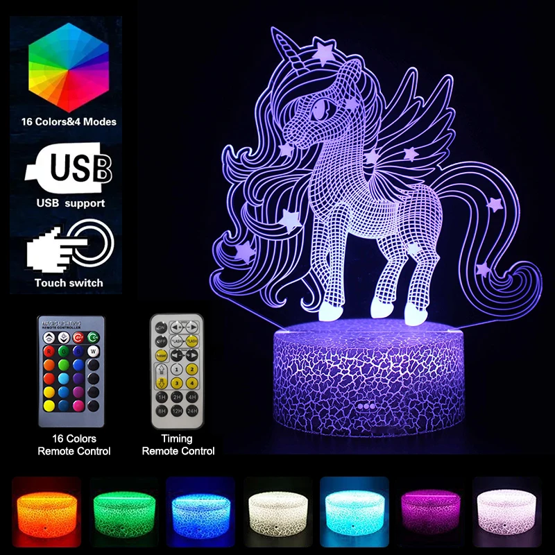 3D Kawaii ночник в форме единорога лава лампа сенсорный Сенсор светодиодный животных