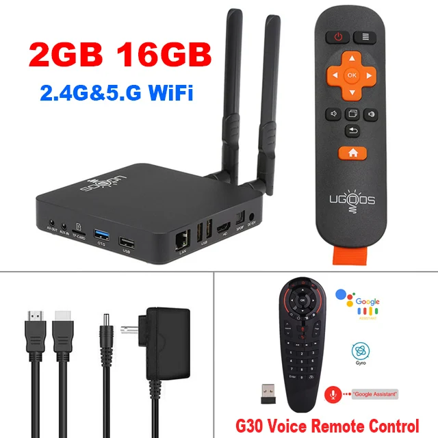 2G16G-G30 Voice RC UGOOS AM6 Android 9,0 Smart tv Box S922X DDR4 2 Гб ОЗУ 16 Гб ПЗУ 2,4G и 5G WiFi 1000M LAN BT5.0 4K HD Домашний медиаплеер телеприставка - Цвет: 2G16G-G30 Voice RC