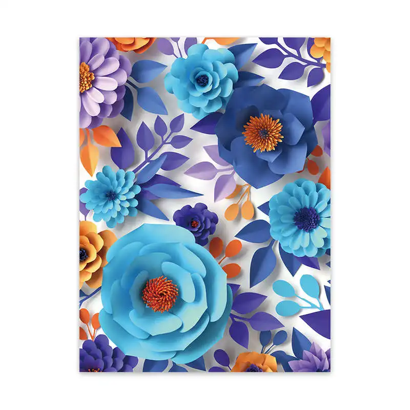 

Abstract Blue Flower Wall Art Poster Creative 3D Plant Canvas Painting Nordic Wall Picture Cuadros Aisle Living Room Decoration