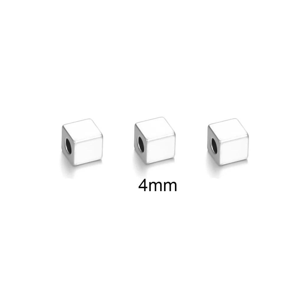 4mm Semitree 50 шт 2,5 мм 3 мм 4 мм 6 мм нержавеющая сталь кубические бусины-спейсеры Квадратные бусины для DIY браслет материал для изготовления ювелирных изделий - Цвет: 4mm