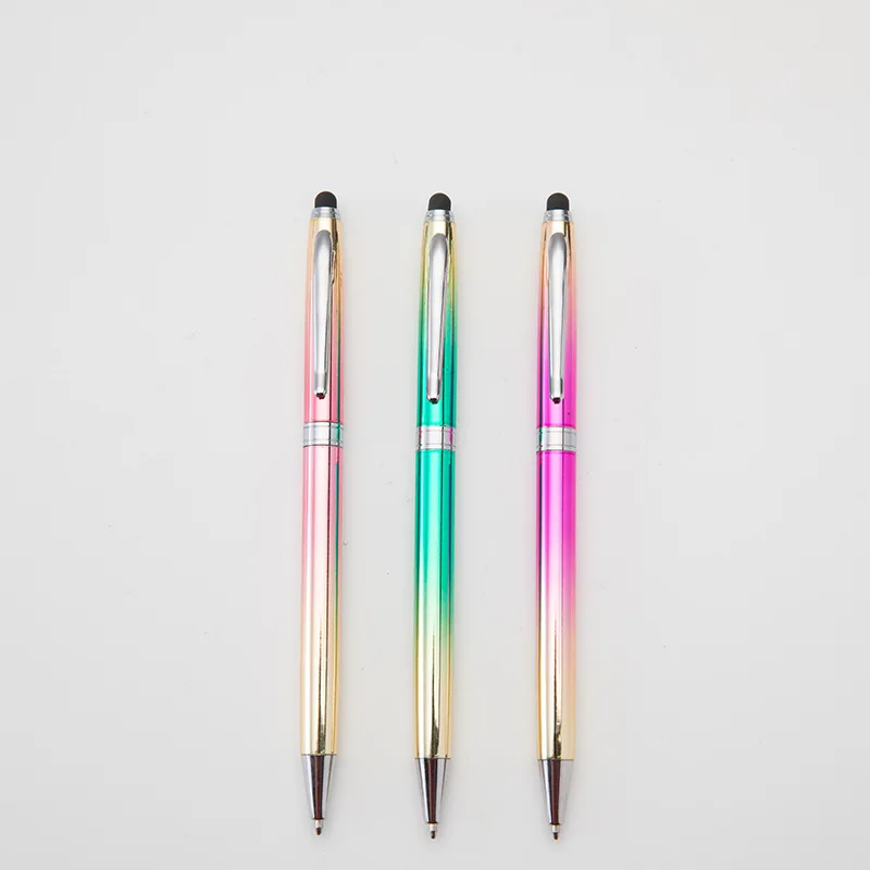 Модная Новая Металлическая Радужная шариковая ручка 0 7 мм синие чернила деловая
