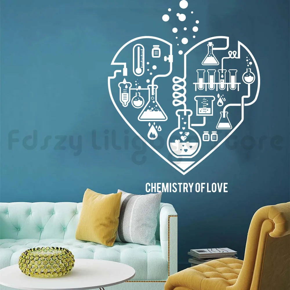Теги de la pared del corazón abstracto ciencia química laboratorioF394|Наклейки на стену| |