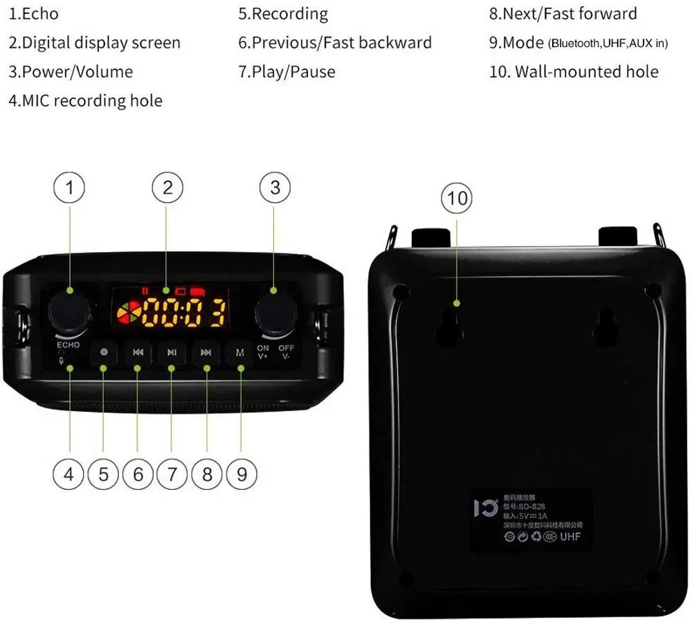 Эхо мегафон 25 Вт большой мощности Bluetooth динамик UHF беспроводная звуковая система