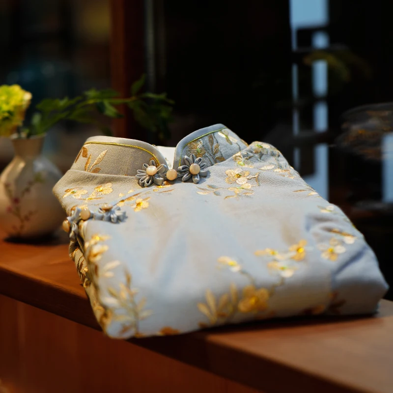 

embroidery qipao autumn outfit in 2021, the new Chinese wind restoring ancient ways to improve daily to wear the dress