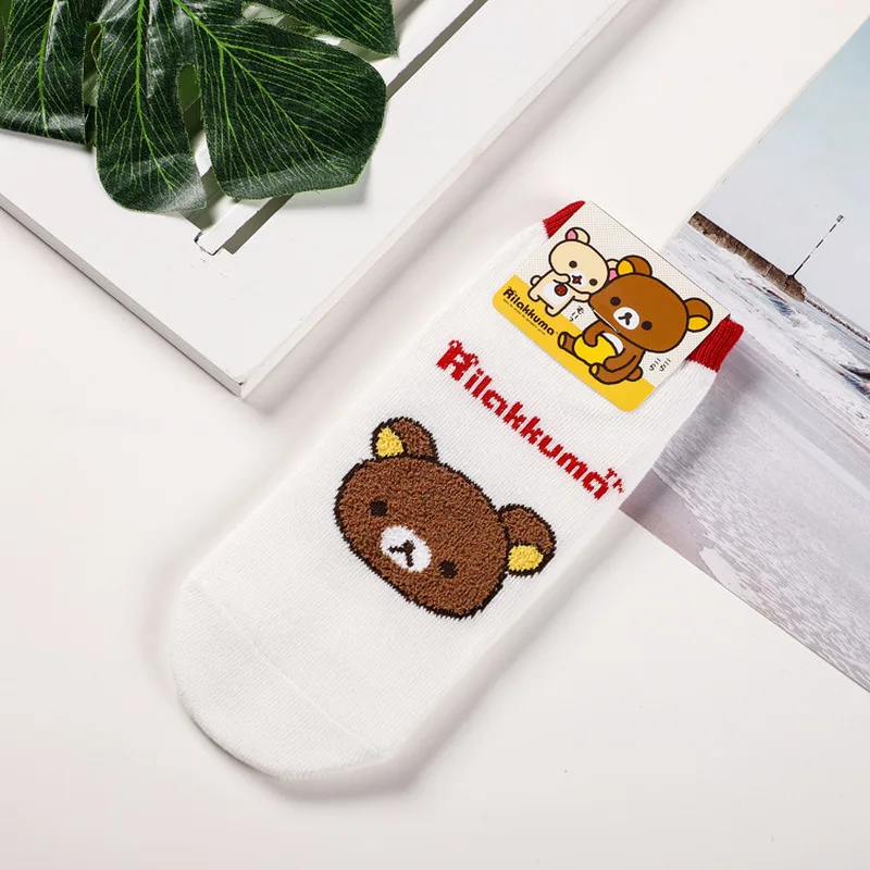 Носки с мультипликационным принтом Rilakkuma Kiiroitori, милые забавные женские хлопковые носки, впитывающие пот, дышащие, calcetines mujer