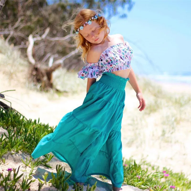 Праздничная длинная Однотонная юбка макси для маленьких девочек|Юбки| |