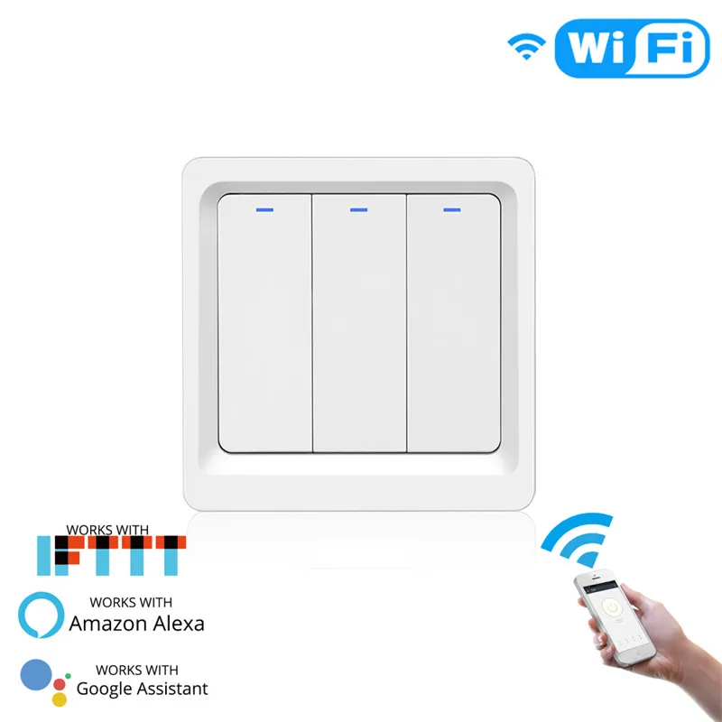 3 Gang WiFi умный Домашний Светильник, кнопочный переключатель Smart Life/приложение Tuya, дистанционное управление, работает с Alexa Google Home для голосового управления - Комплект: 3 Gang