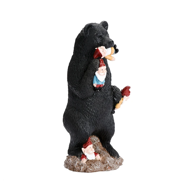 

Garden Gnome Massacre - 8 Inch Bear Eating Gnomes Outdoor Statues, Funny Garden Decor Lawn Patio Art Sculpture