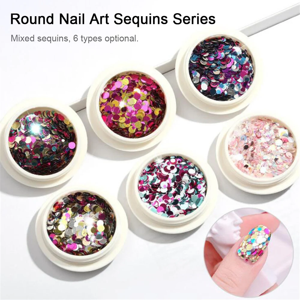 6 PCS Nail Stickers Glitter Sequins 3D Iridescent Flakes Holographic Spangle Confetti Sticker Manicure Art DIY | Красота и здоровье