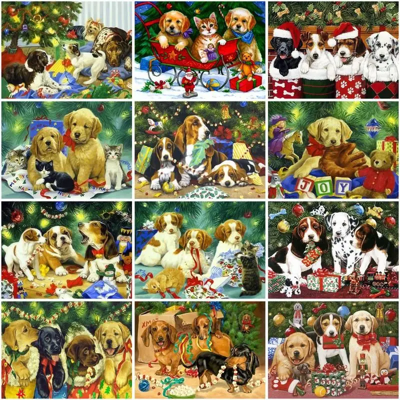 

GATYZTORY Painting By Number Animal Dog Drawing On Canvas Handpainted Painting Art Christmas Gift Diy Pictures By Number Home D