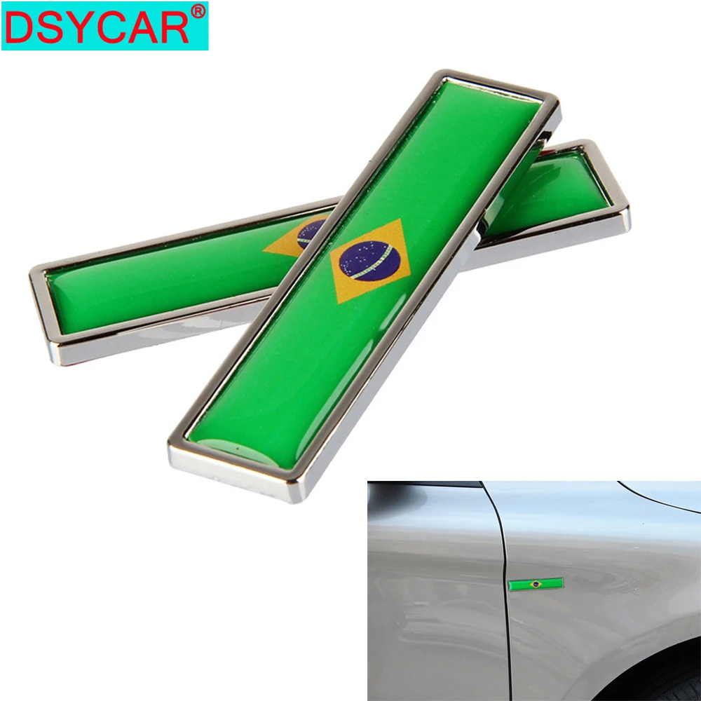 DSYCAR 3D металлический стикер для автомобиля алюминий Бразилия Национальный флаг