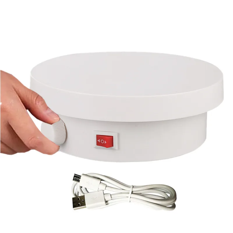 Suporte para Exibição de Produto Adereços para Disparo de Vídeo Usb com Regulagem de Velocidade Rotação de 360 Botão Elétrica Vlog °