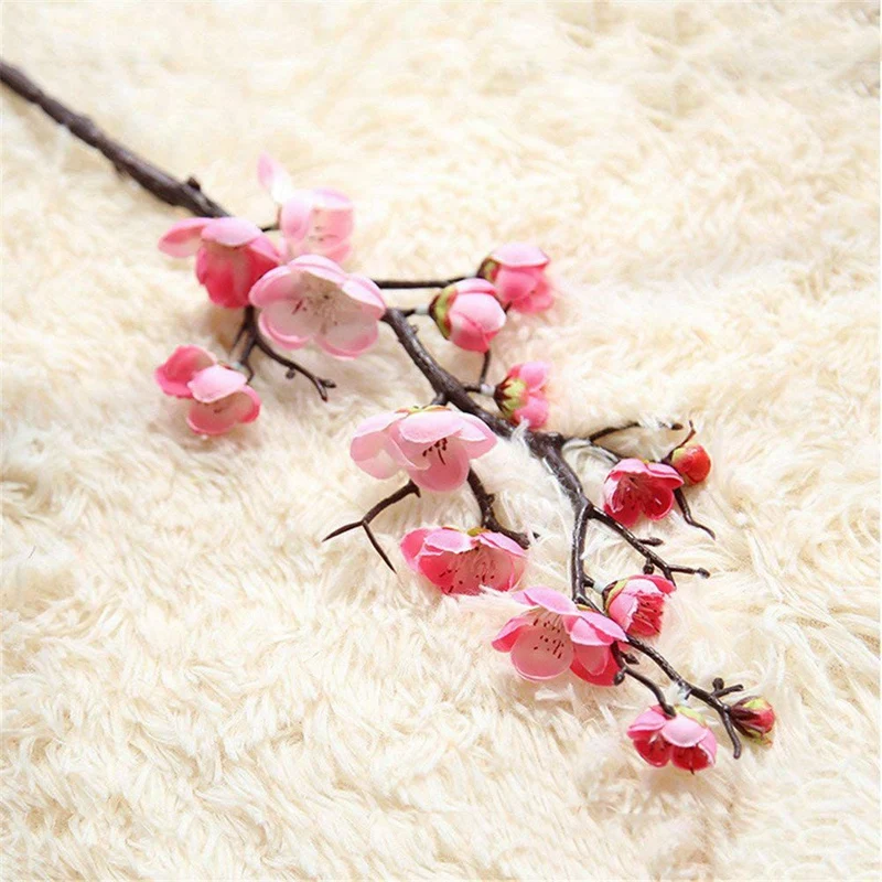 2 шт. искусственный цветок сливы 60 см длинный реалистичный букет ветки шелковые