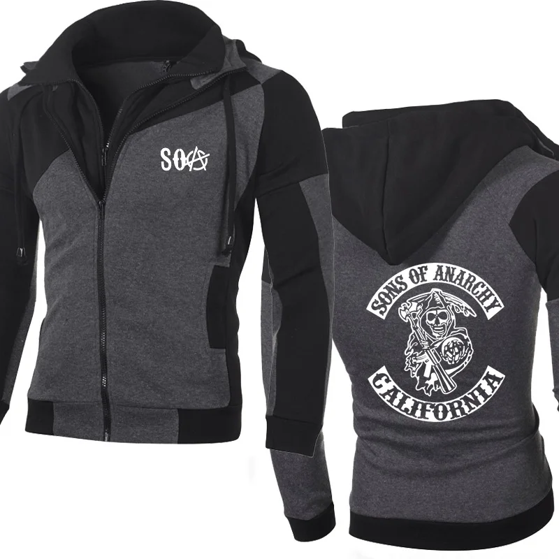 

2021 Men Jacket SOA Sons of anarchy the child Sweatshirt SAMCRO Streetwear Zipper Hoodies Men Fleece Sportswear Male Hoody