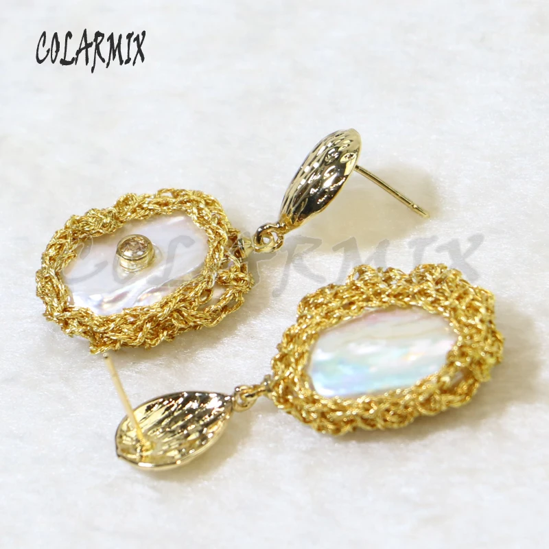 5 пар жемчужные серьги в форме пресноводного жемчуга золотые проволочные прямоугольные для женщин модные