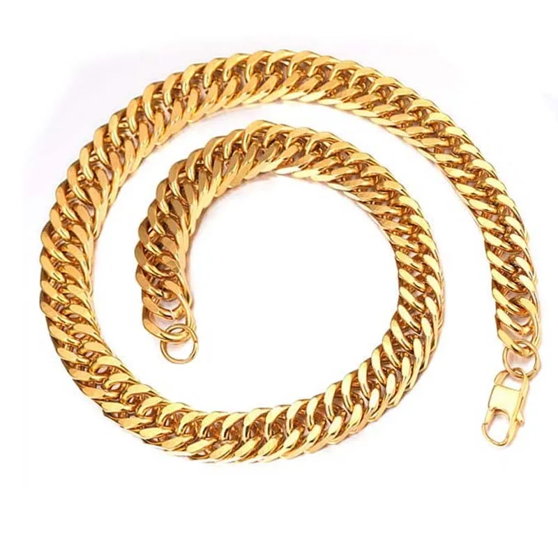 Золотые ожерелья Мужская цепь из нержавеющей стали большое ожерелье в стиле хип