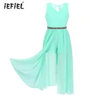 Шифоновое Цветочное платье макси для девочек, без рукавов, с V-образным вырезом, для принцессы, школьницы, танцев, дней рождения, конкурса, торжественных мероприятий