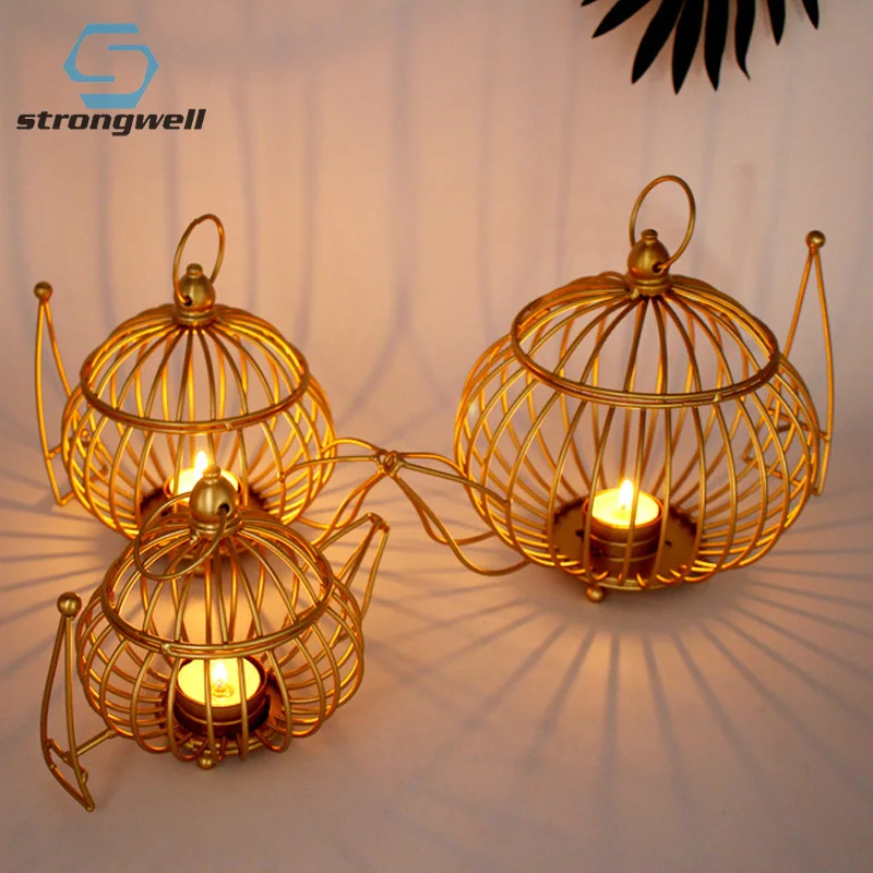 Strongwell Европейский Золотой металический подсвечник отель вечерние декор для