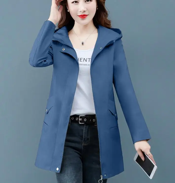 

2020 spring and autumn with New style fashion Long sleeve hooded Women's Windbreaker coat