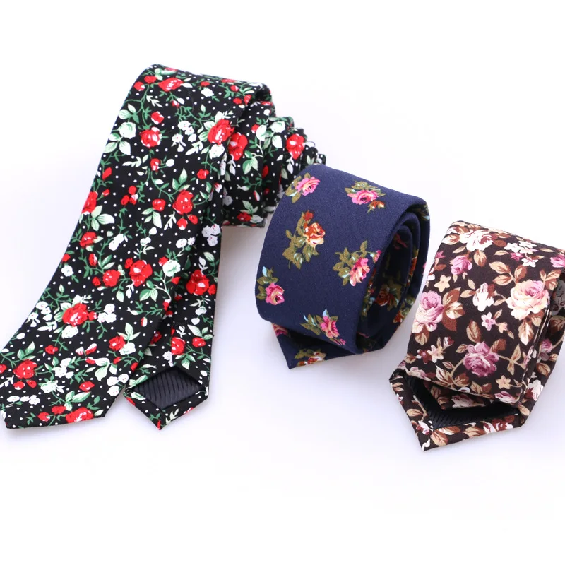 

Linbaiway 6cm Cotton Floral Printed Necktie Ties for Mens Business Man Shirt Casual Slim Long Necktie Accessories Custom Logo