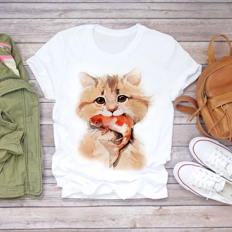 Футболка женская с акварельным принтом летняя в стиле Харадзюку | Женская одежда