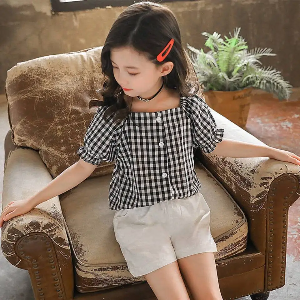 Новая распродажа 2 цвета комплекты одежды для девочек летняя однобортная