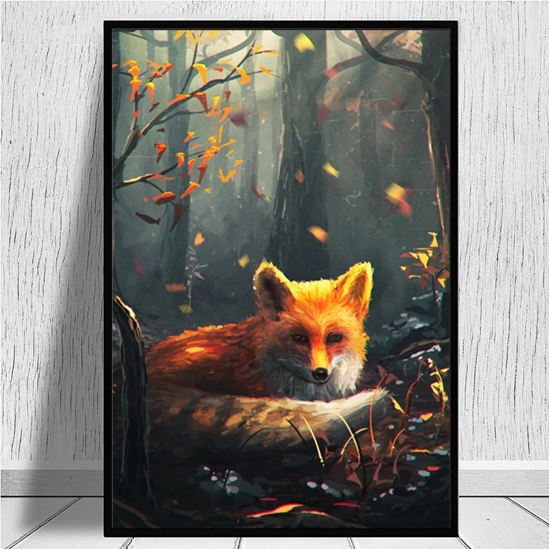 

Golden Fox Oil Painting Decoration Poster, Decoration Poster, House Decoration Painting， Room Decoration