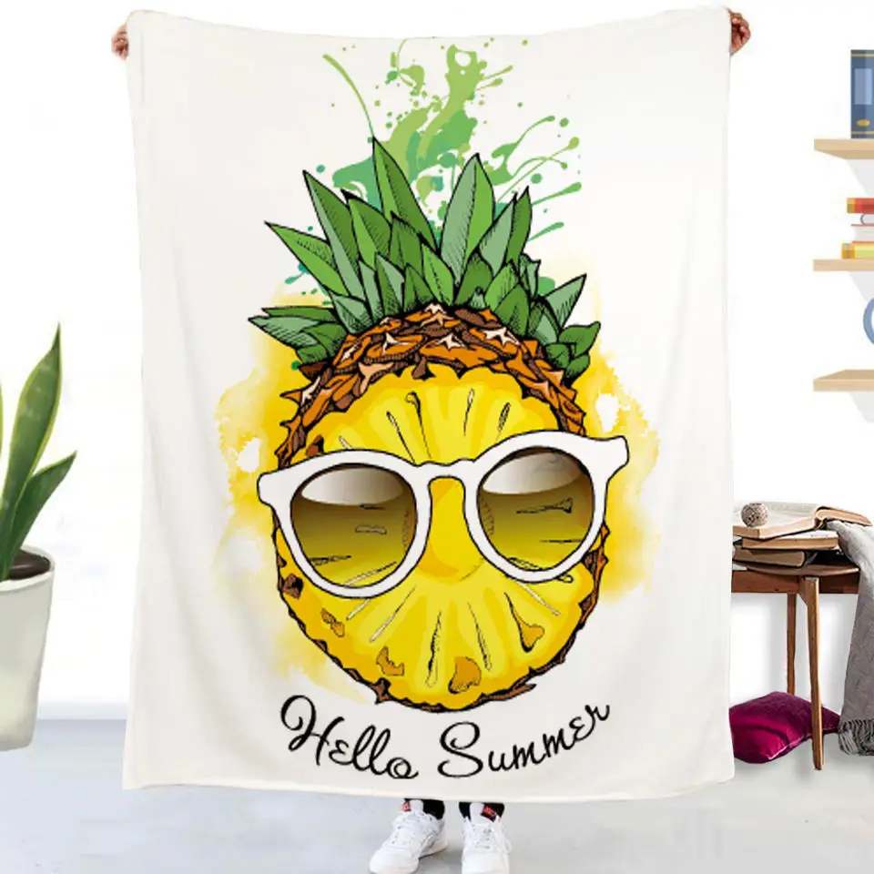 

Luxury Pineapple Flannel Throw Blanket Nap Blanket Bedspread Fuzzy Blanket and Soft Sofa Cover for Couch Sofa Bed Office