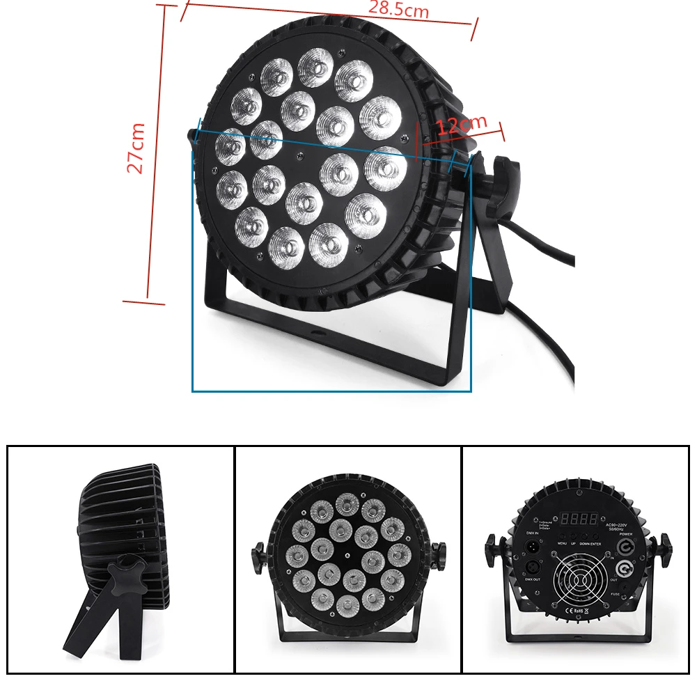 Алюминий сплав 18x18 Вт RGBWA УФ 4in1 5in1 6in1 светодиодный Par DMX512 для дискотеки музыкальной