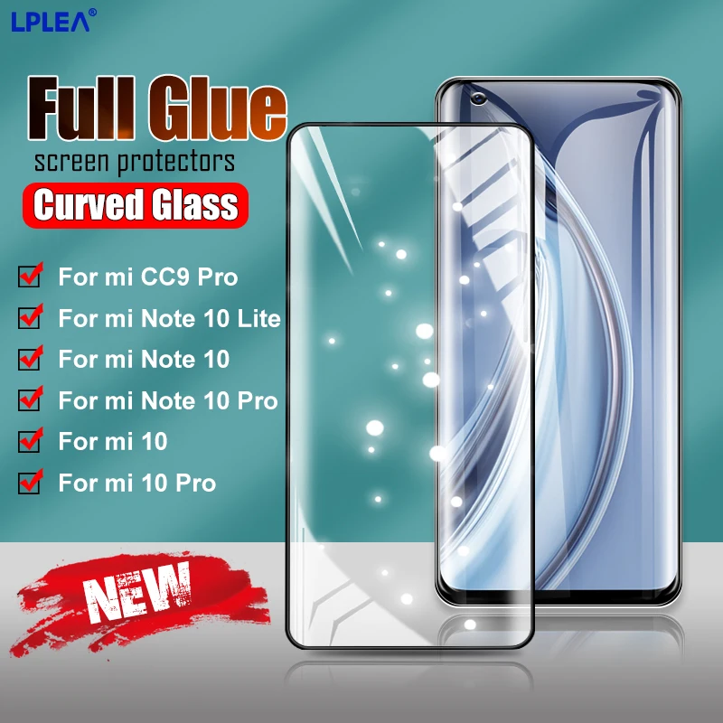 

Tempered Glass On The For Xiaomi Mi Note 10 Lite Screen Protection Full Glue Curved Glass Xiaomi 11 10 Pro CC9 Protective Film