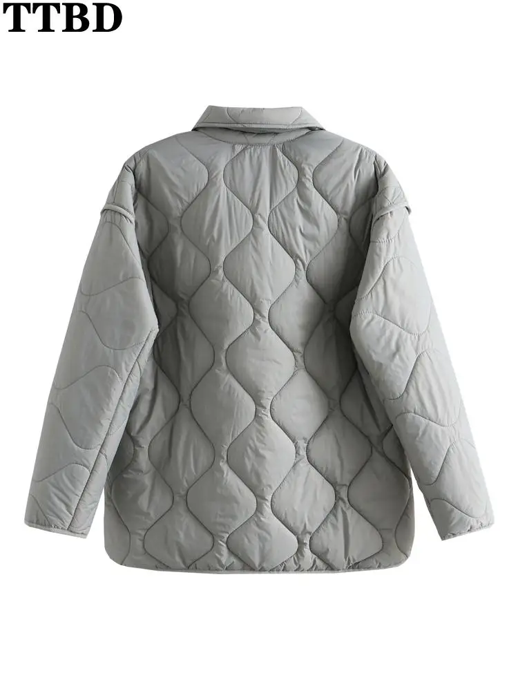 TTBD Women fashion water-repellent overshirt coat vintage long sleeve snap-button female outerwear chic 2021 winter jacket