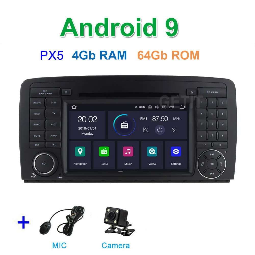 PX5 4G CAMERA DSP 64G PX6 Android 9,0 автомобильный dvd-плеер для Mercedes Benz R class W251/R280/R300/R320/R350/R500 WiFi радио с Bluetooth и GPS стерео - Цвет: PX5 4G CAMERA
