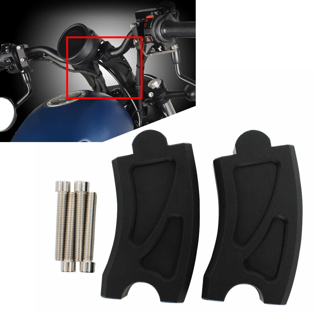

2Pcs Motorbike Aluminum Handlebar Risers Handle Bar Lift Clamp Adapters for Honda Rebel CMX 500 300 CMX500 CMX300 Black