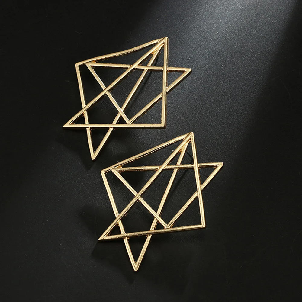 2019 Новые Модные Простые винтажные большие геометрические серьги со звездами для
