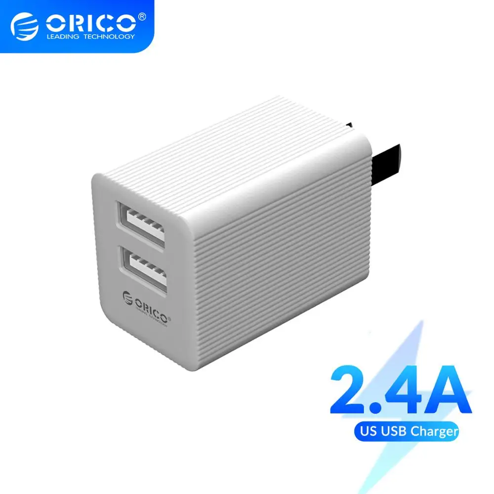ORICO 5V 2.4A * 2 US штекер USB зарядное устройство для путешествий Мини размер двойной