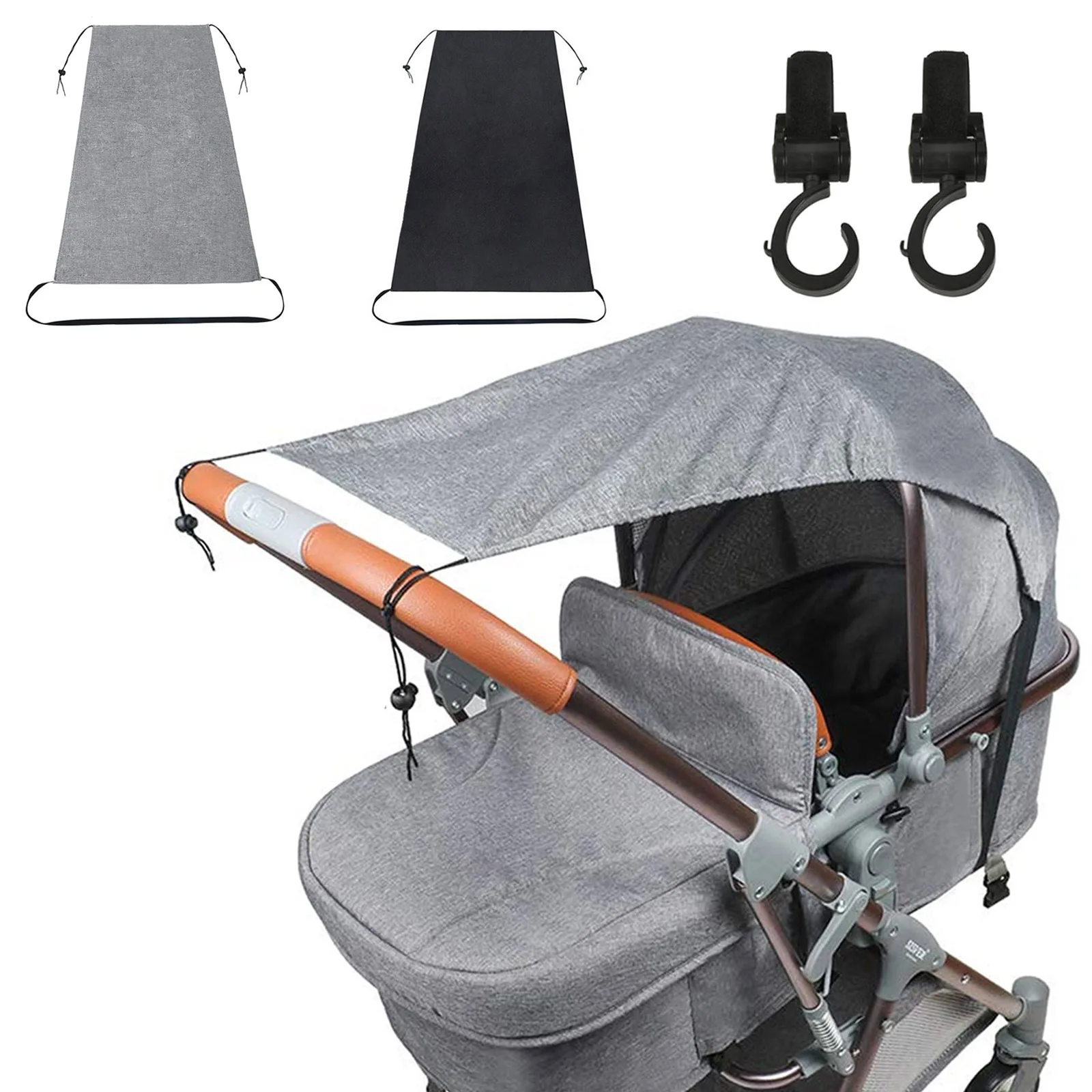 

Козырек от солнца на детскую коляску, универсальный, ветрозащитный, водонепроницаемый, UV50 + Защита от ультрафиолета, с сумкой и 2 крючками