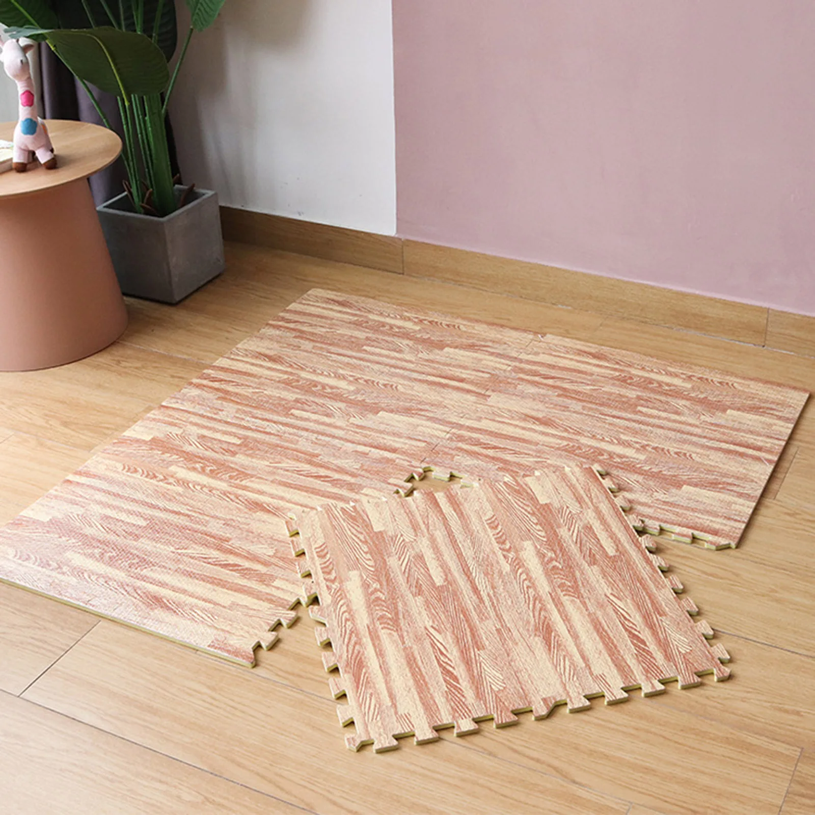 

Floor Farmhouse Wood Grain Mats Tile 2.36in Office Play Puzzle Mats Non-