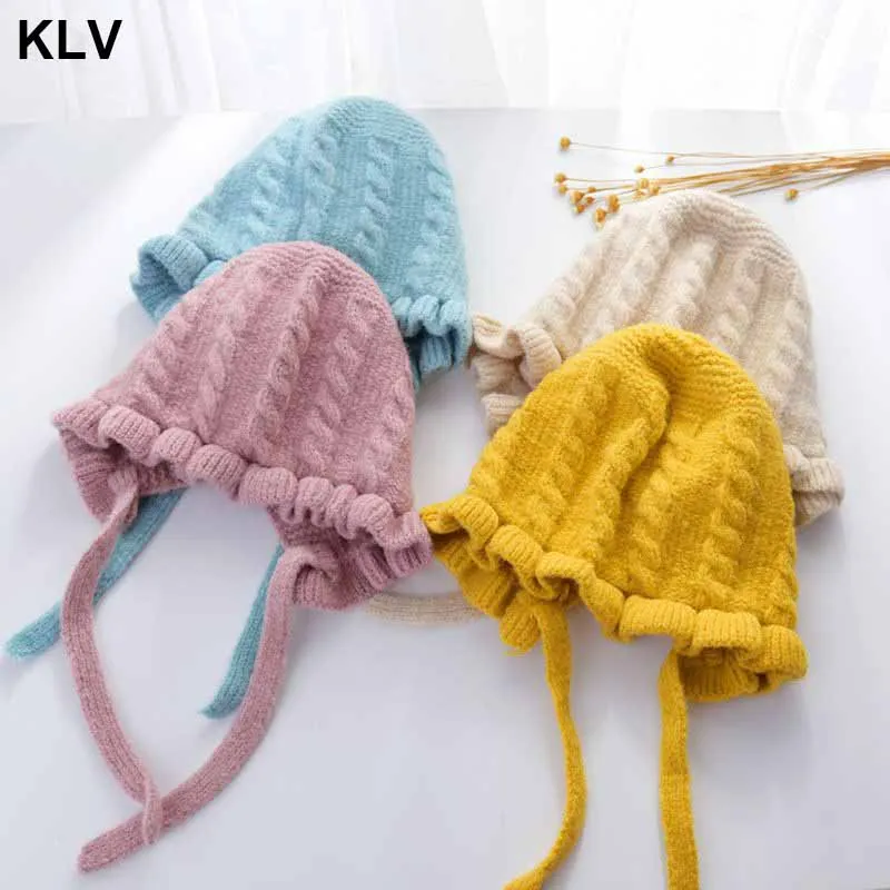 

Princess Baby Hat Laciness Knit Winter Newborn Hat Bonnet Enfant Hats Kids for Girls Warm New Born Cap 6-36 Month